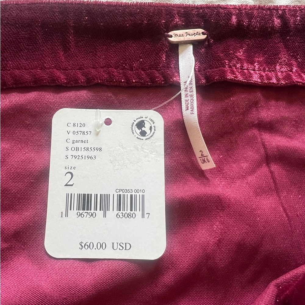 Free People Velvet mini Skirt in Garnet - Picture 3 of 6